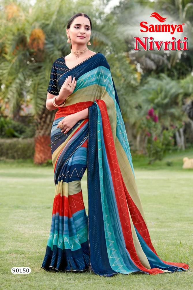 Nivriti By Saumya Satin Patta Printed Sarees Wholesale Shop In Surat